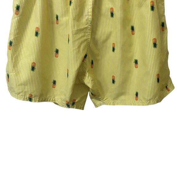 Uzzi Mens Size XXL Yellow White Striped Pineapple Swim Trunks Shorts Brief Liner - Picture 3 of 8